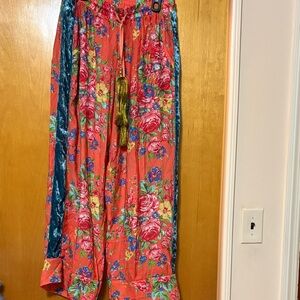 Floral Wide Leg Pants - Multicolor